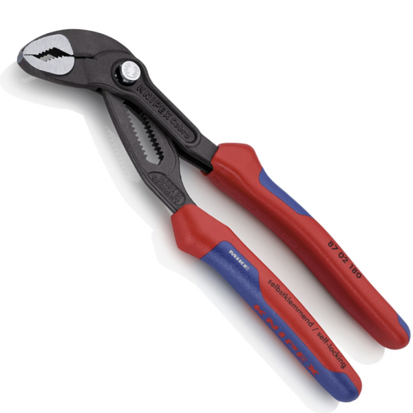 KNIPEX 87 02 180 Cobra® High-Tech Water Pump Pliers 180 mm grey atramentized with comfort handles polished