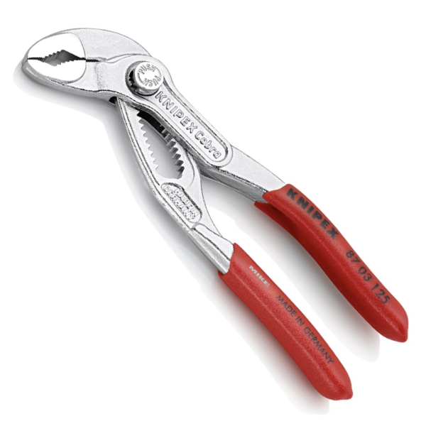 KNIPEX 87 03 125 Cobra® High-Tech Water Pump Pliers 125 mm chrome-plated with non-slip plastic coating chrome-plated