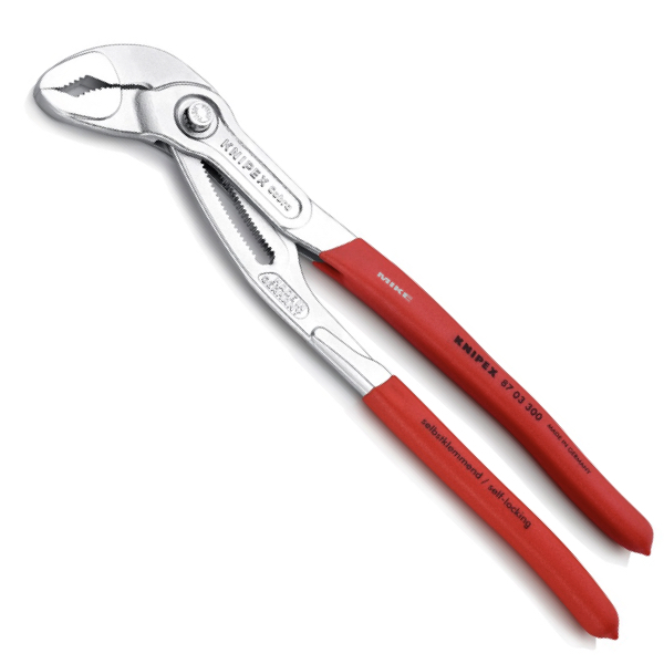 KNIPEX 87 03 300 SB Cobra® High-Tech Water Pump Pliers 300 mm chrome-plated with non-slip plastic coating chrome-plated