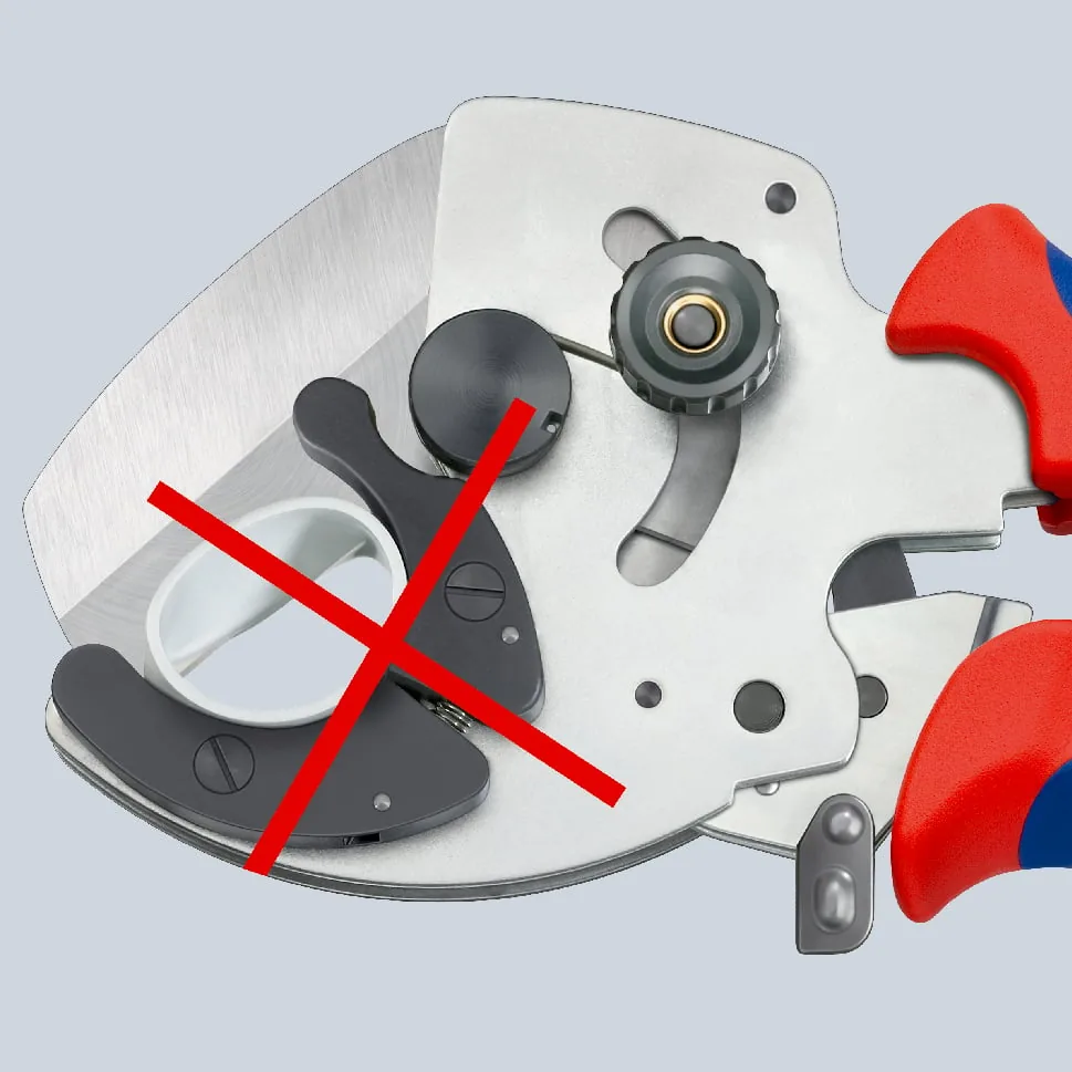 KNIPEX 90 25 40 Pipe Cutter for composite and plastic pipes 210 mm chrome-plated with multi-component handles thumbnail 6