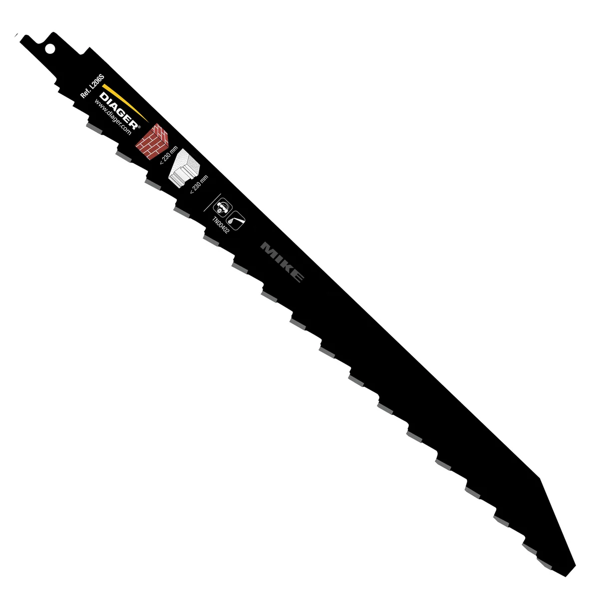 Lưỡi cưa kiếm cho gạch 300-400mm DIAGER L206S, lưỡi gắn mảnh Carbide
