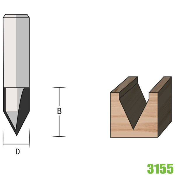 Mũi soi gỗ rãnh chữ V FAMAG 3155, góc 60 độ