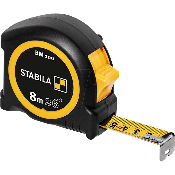 Thước kéo 8m STABILA 19580 có vạch chia hệ inch, bản rộng 25mm