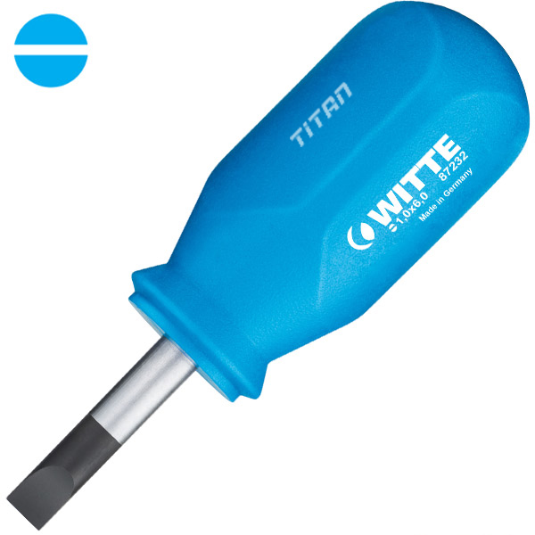 Tô vít dẹt lùn WITTE 87230, 2 cạnh loại ngắn lưỡi dài 25mm PRO