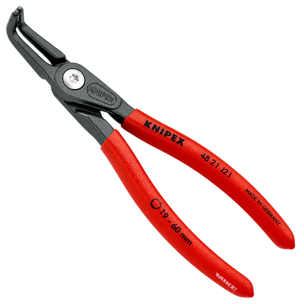 KNIPEX 48 21 J21 Precision Circlip Pliers for internal circlips in bore holes 165 mm grey atramentized with non-slip plastic coating