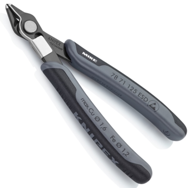 Kìm cắt linh kiện Knipex 78 71 125 ESD, có chốt giữ dây sau cắt