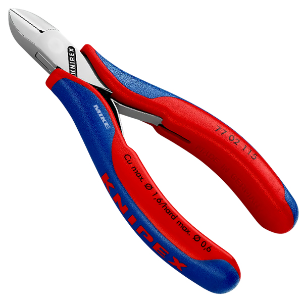 KNIPEX 77 02 115 Electronics Diagonal Cutter with box joint 115 mm with multi-component handles mirror polished