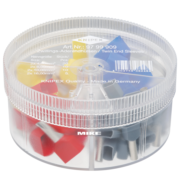 Hộp đầu cos đôi cách điện Knipex 97 99 909, 4 sizes, 45 cái