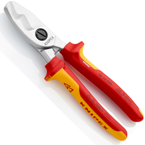 Kéo cắt cáp Knipex 95 16 200 lưỡi cắt đôi, cách điện VDE 1000V