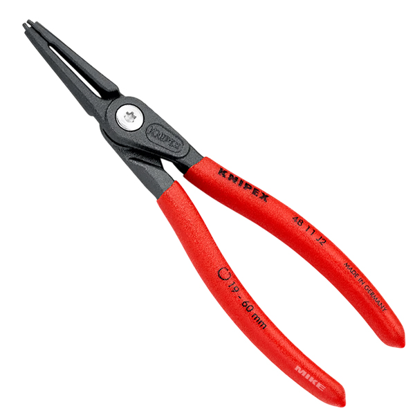 KNIPEX 48 11 J2 Precision Circlip Pliers for internal circlips in bore holes 180 mm grey atramentized with non-slip plastic coating
