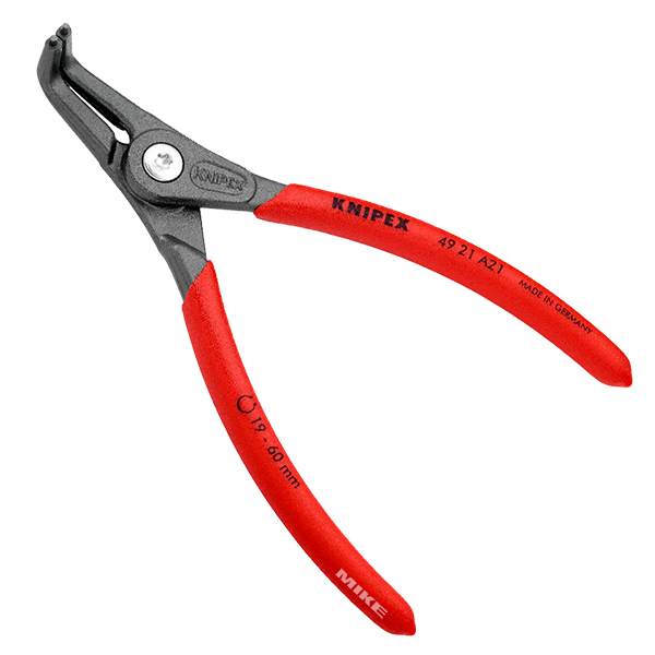 KNIPEX 49 21 A21 Precision Circlip Pliers for external circlips on shafts 165 mm grey atramentized with non-slip plastic coating